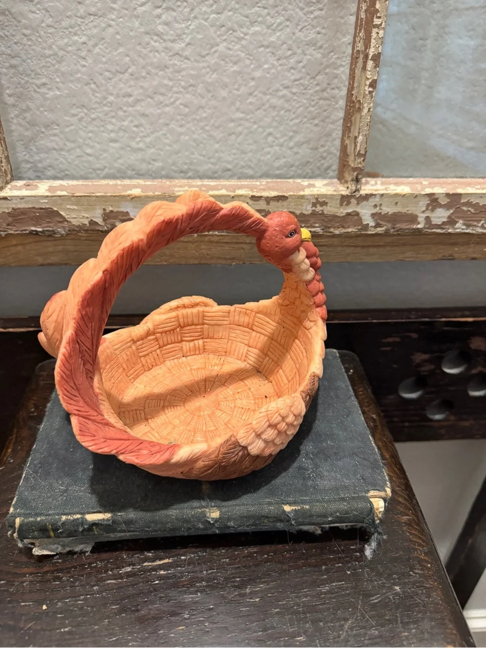 Vintage Decorative Orange Turkey Basket - Home Accents
